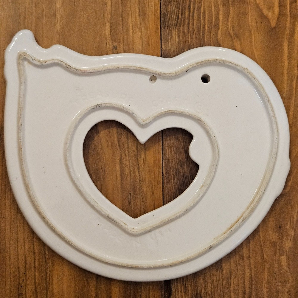 Vintage Ceramic Goose Wall Hanging Blue Ribbon Heart Cutout Cottagecore Decor - Picture 3 of 6